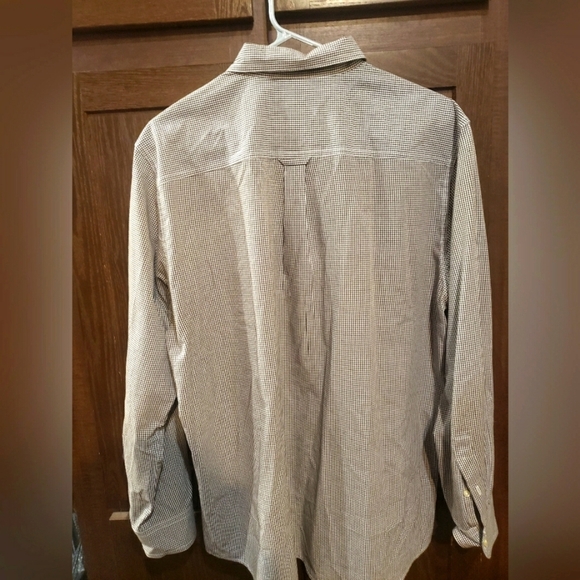 Chaps‎ Shirt Men's Large Button-Down Brown Plaid Pocket Collared Long Sleeve - Picture 2 of 4